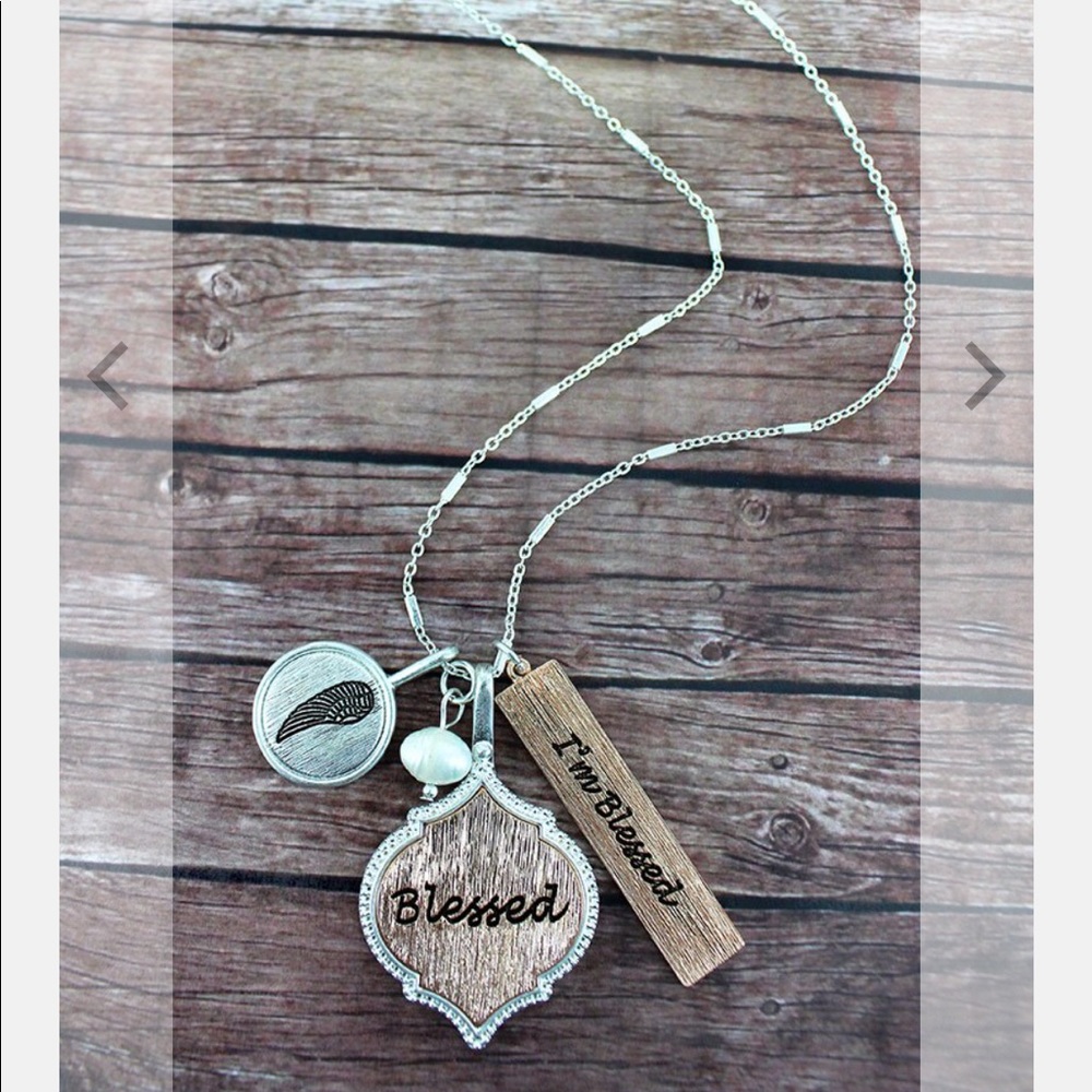 Brushed Two-Tone Blessed Cluster Necklace